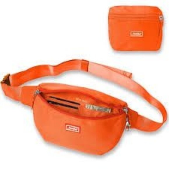 Boldie Handbags - Foldie Unisex Neon Orange Lightweight Fanny Pack Adjustable Strap Waist Bag 2732
